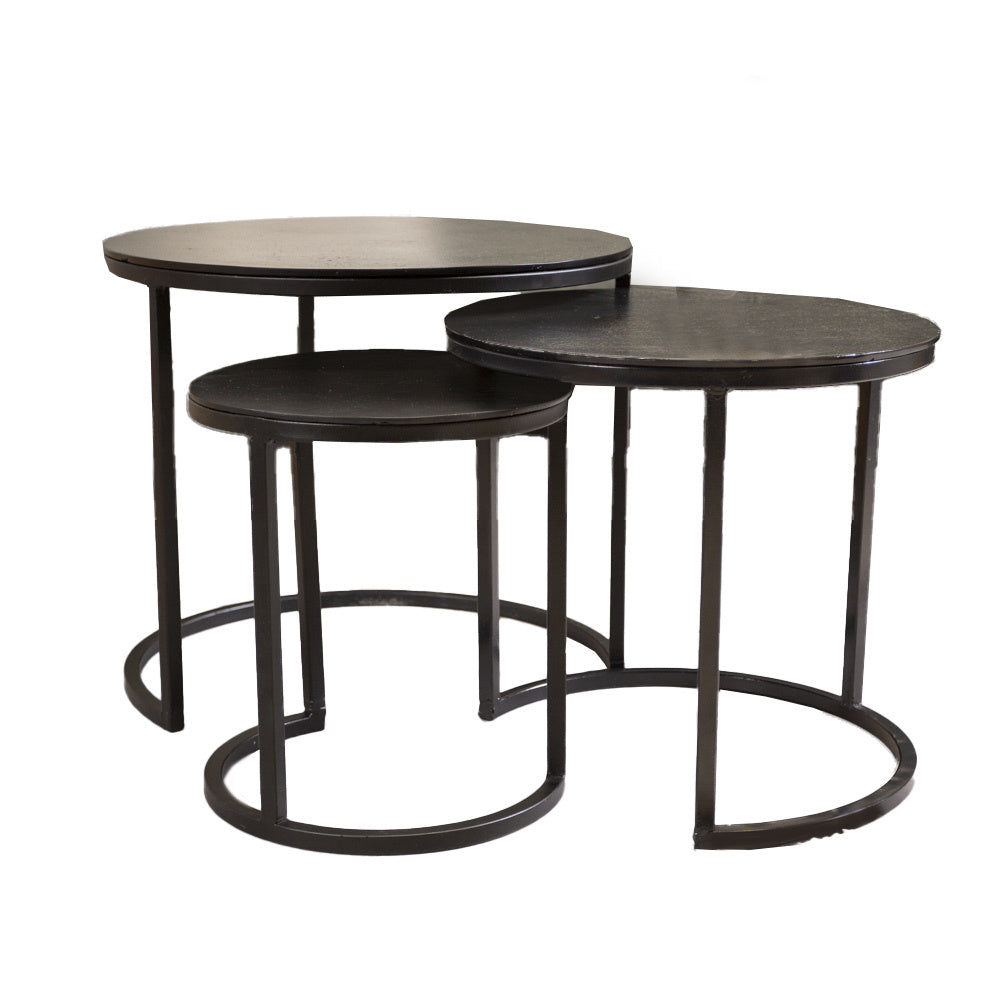 Dimehouse Industriële salontafel set van 3 Alice zwart