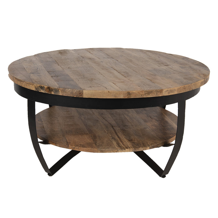 Clayre & Eef Salontafel Ø 90x45 cm Bruin Hout Rond Bijzettafel