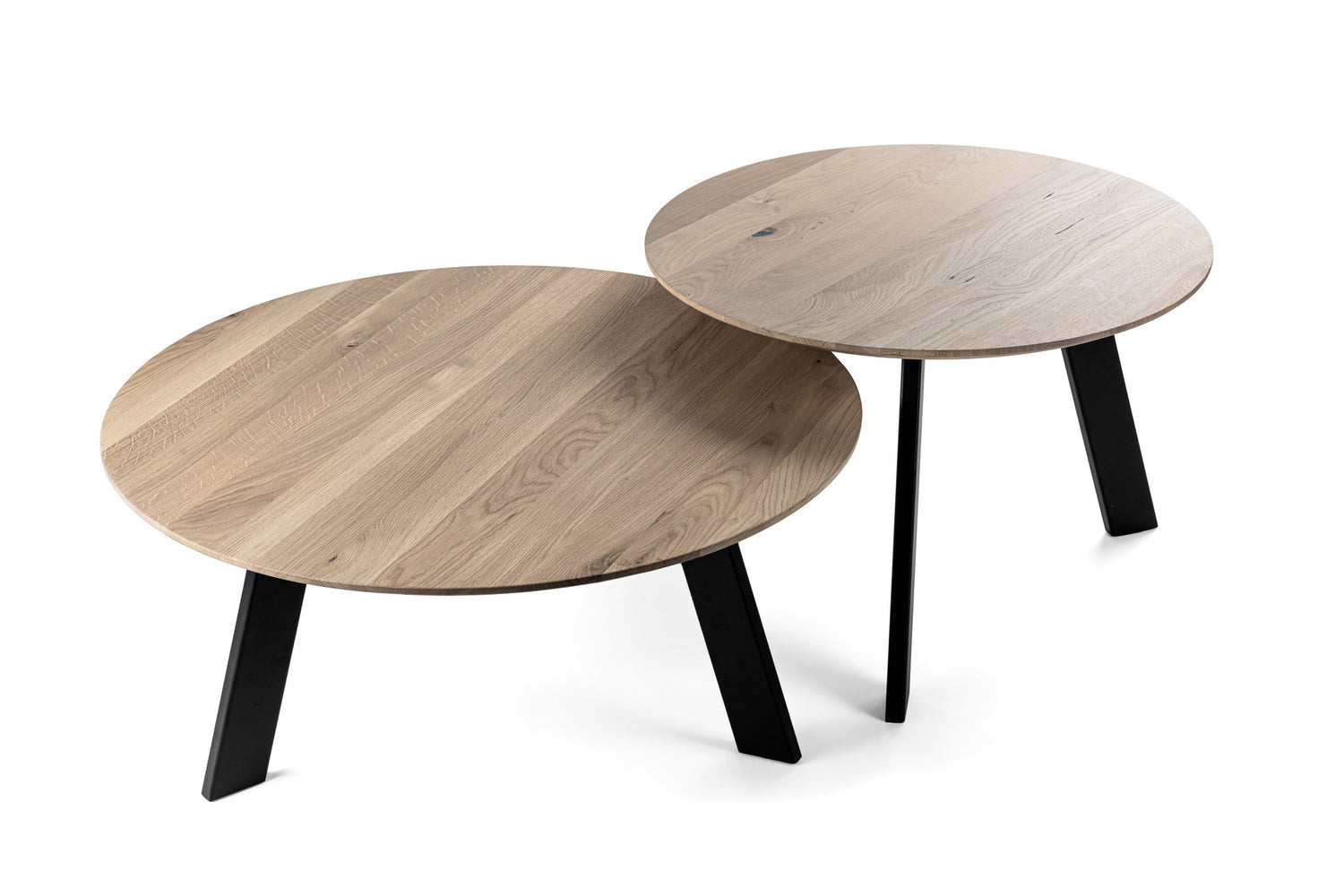 Duverger Industry oak - Salontafels - set van 2 - rond - eiken blad -