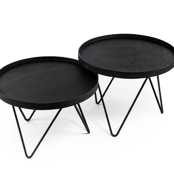 Duverger Volcano - Salontafels - set van 2 - rond met rand - lava