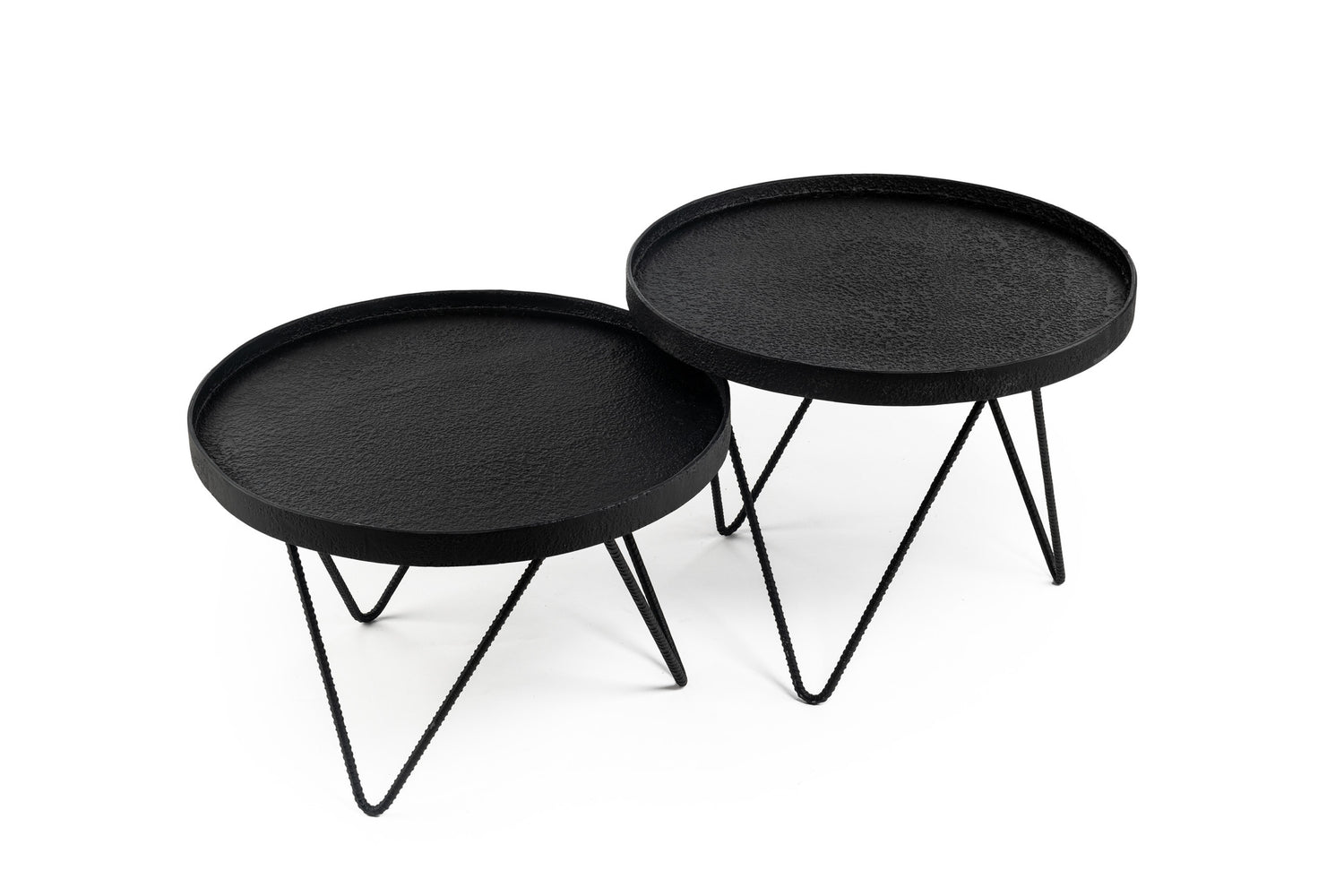 Duverger Volcano - Salontafels - set van 2 - rond met rand - lava