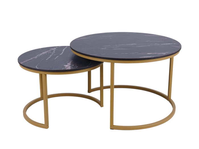 Ronde salontafel set Firenze XL 75 en 58 cm champagne goud