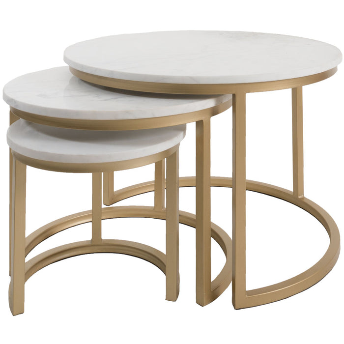 Salontafel Jasmin Marmer - Set van 3 - Wit|Goud