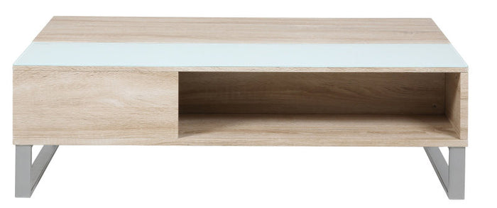 Hioshop Avanti - Salontafel - Wit Sonoma Eiken - Aluminiumkleur.