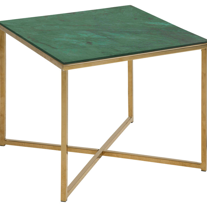 Hioshop Alison hoektafel 50x50 cm groen marmerprint, gouden chroom.