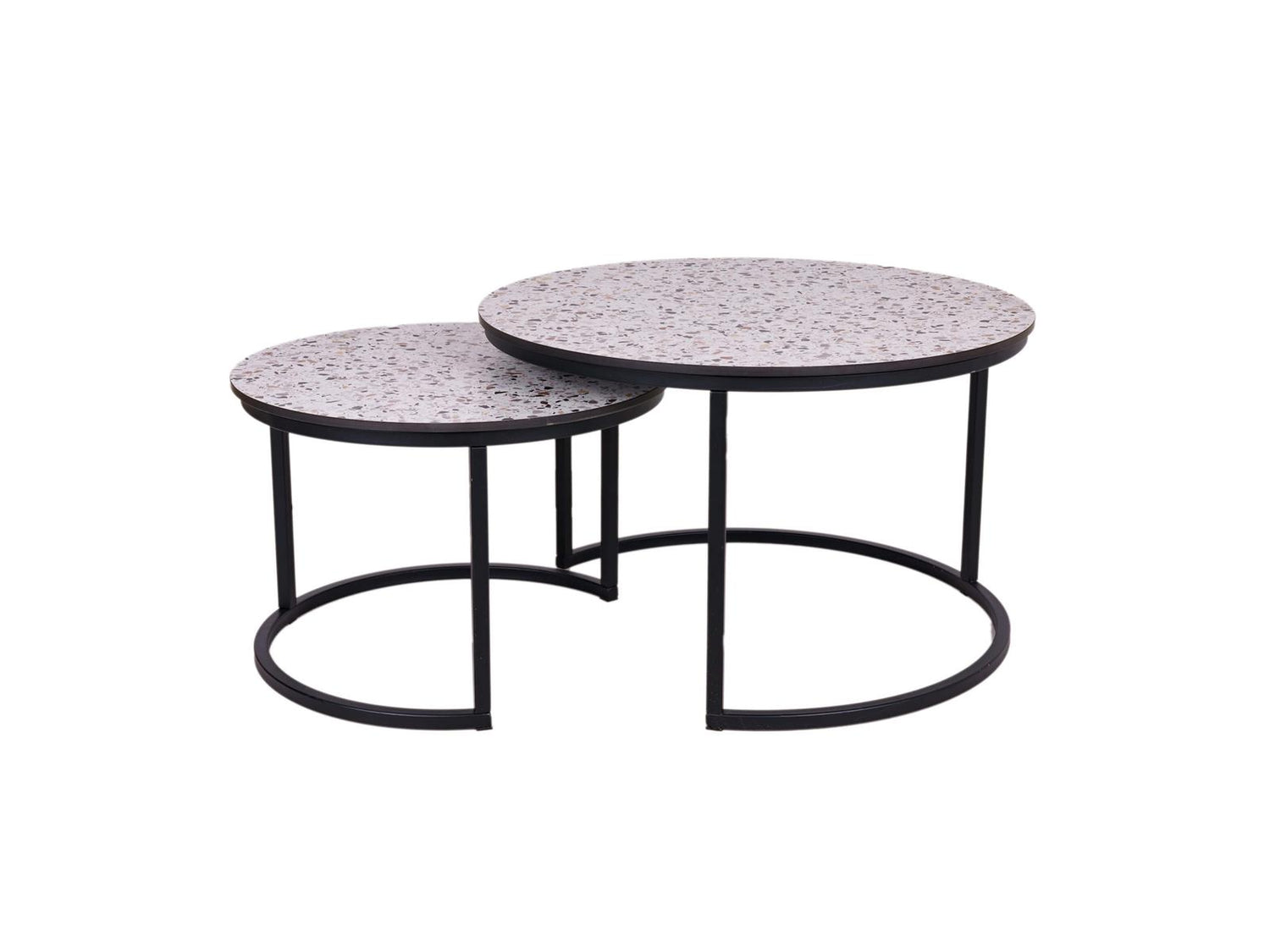 MaximaVida ronde salontafel set Lucca 58 en 45 cm - HPL terrazzo look