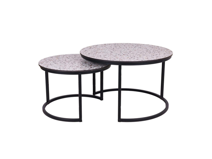MaximaVida ronde salontafel set Lucca 58 en 45 cm - HPL terrazzo look