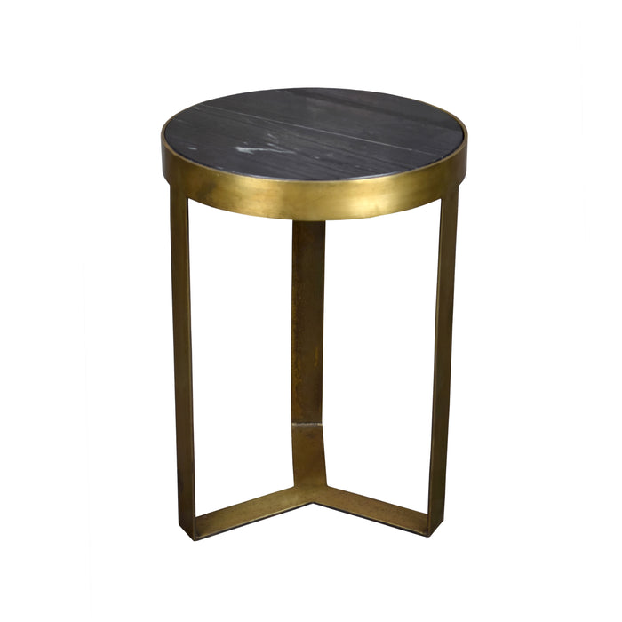Livingfurn - Salontafel Glennis - Zwart Goud - 40x40x55cm - Marmer