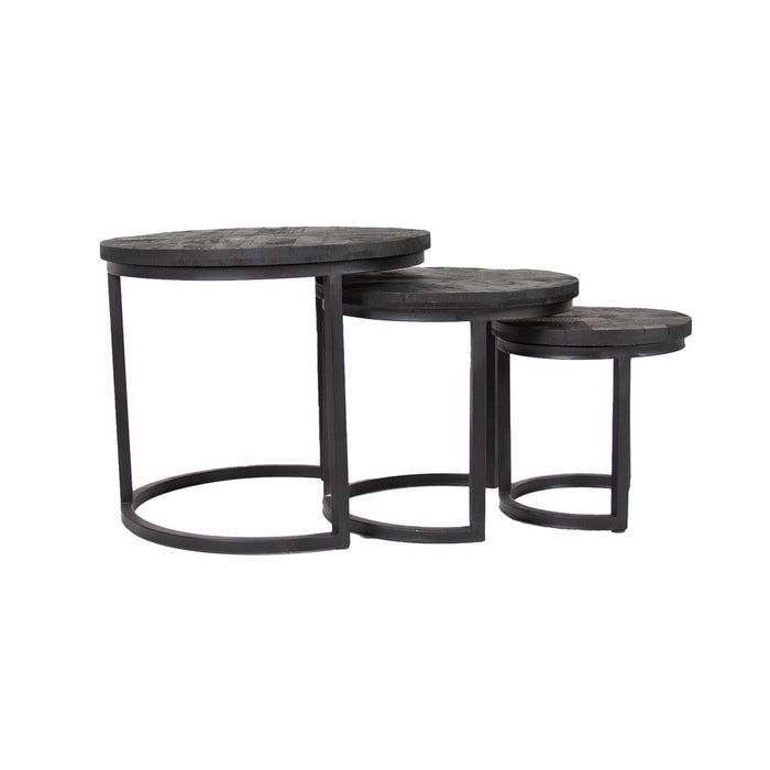 Dimehouse Industriële salontafel set van 3 Carly zwart