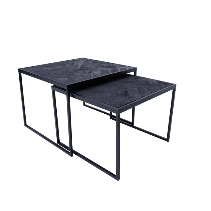 Dimehouse Industriële salontafel set van 2 Dulce zwart visgraat