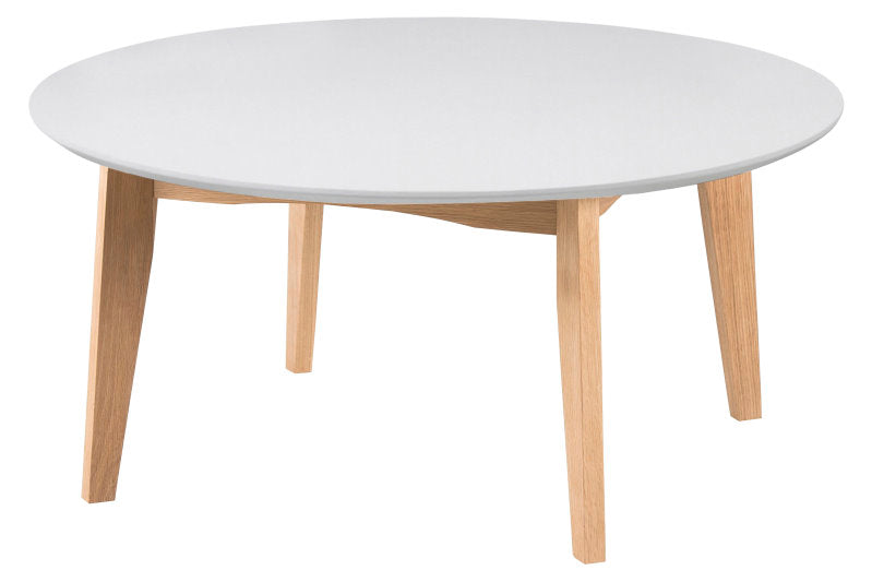 Hioshop Astrid ronde salontafel wit en eiken.
