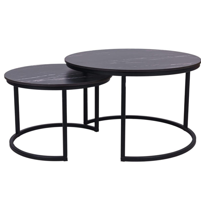 MaximaVida ronde salontafel set Firenze 58 en 45 cm - zwart HPL marmer