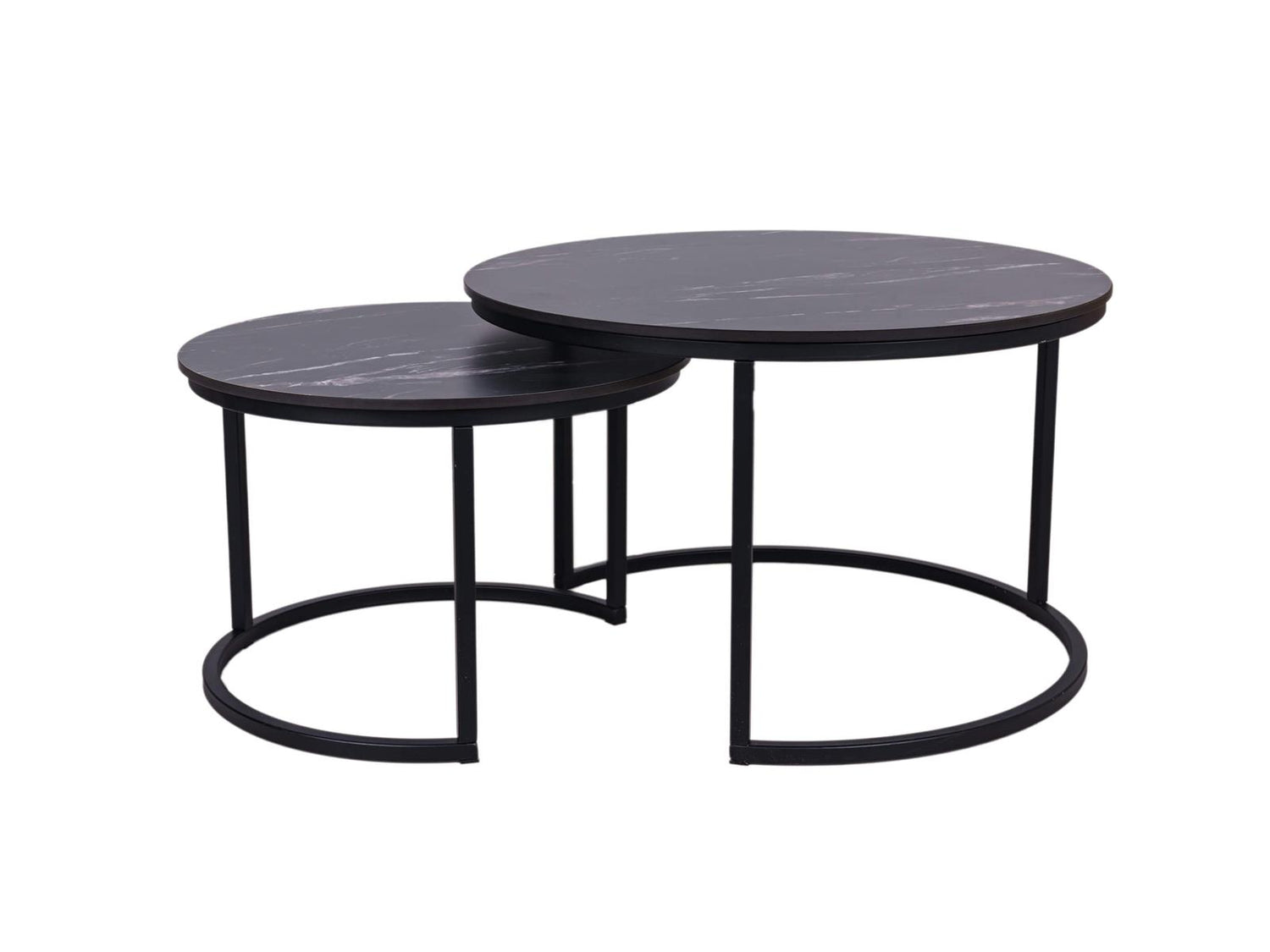 MaximaVida ronde salontafel set Firenze 58 en 45 cm - zwart HPL marmer