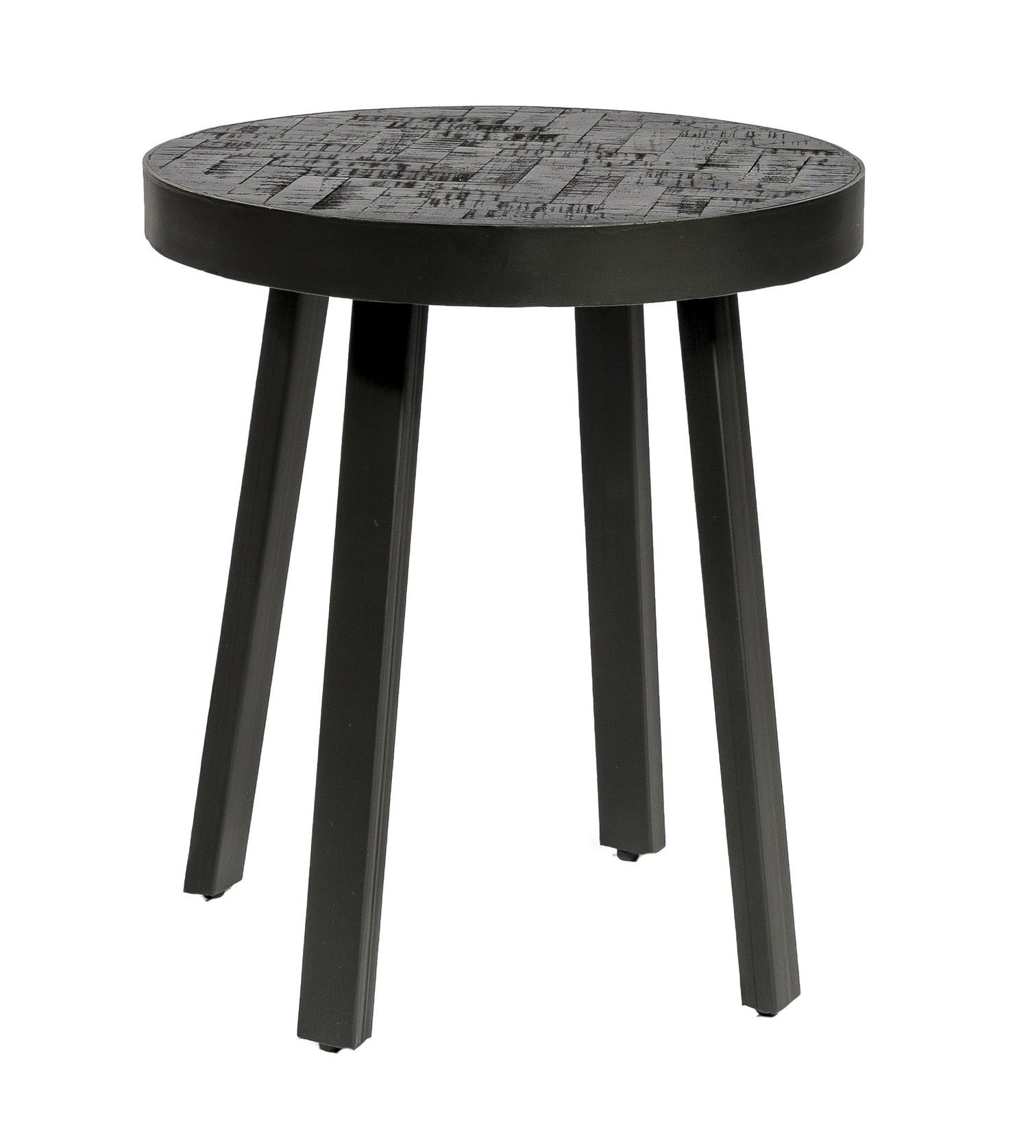 Duverger® Herringbone -Salontafel - rond - dia 45cm - zwart - visgraat