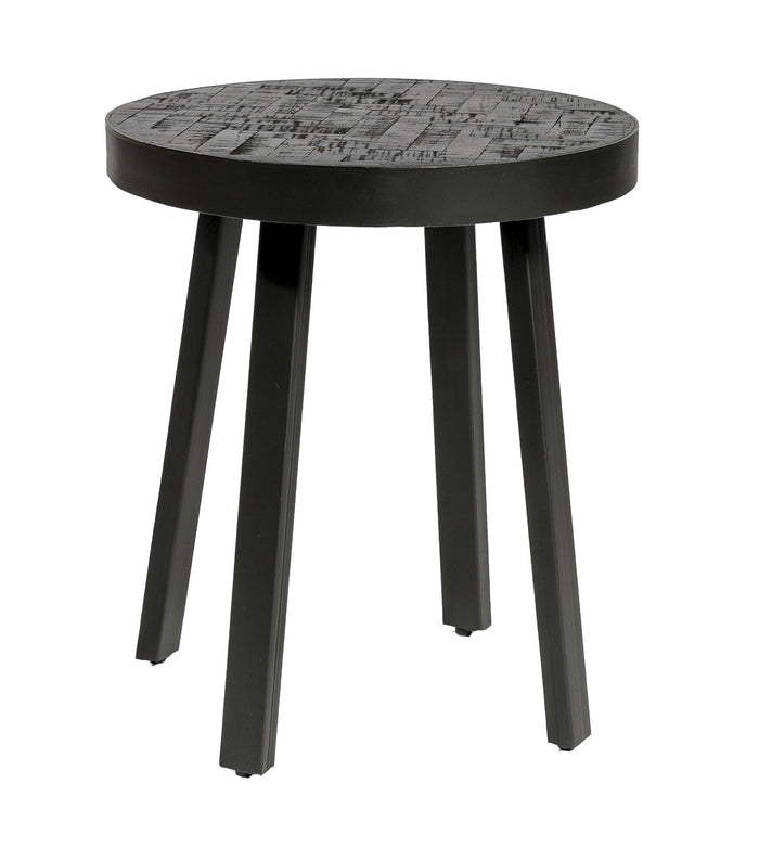 Duverger® Herringbone -Salontafel - rond - dia 45cm - zwart - visgraat