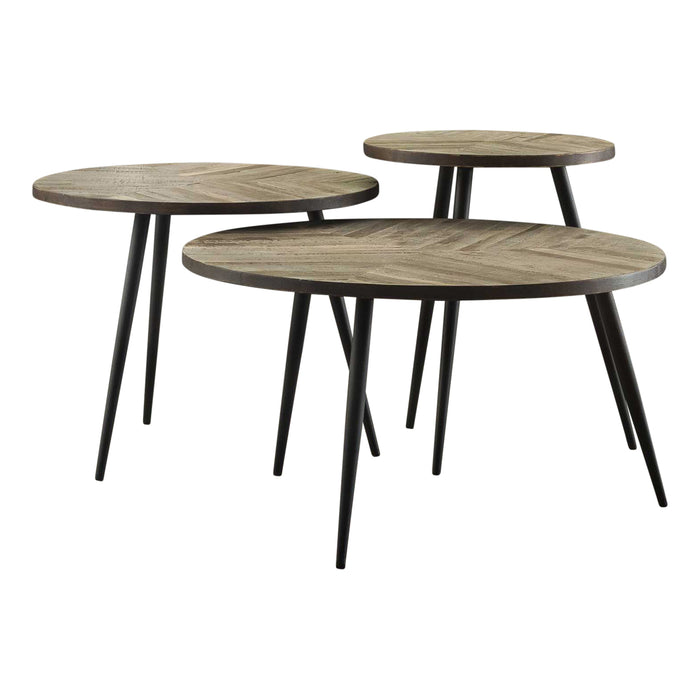 Duverger Inlaid -Salontafels - set van 3 - ingelegd teakhout -