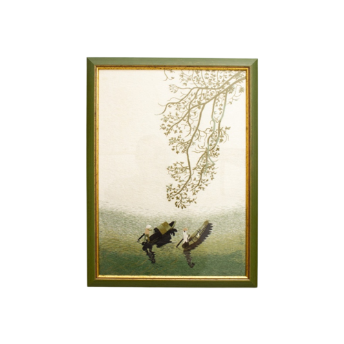 Reliving Aziatische Doek Geborduurd Met Zijdedraad - Reliving