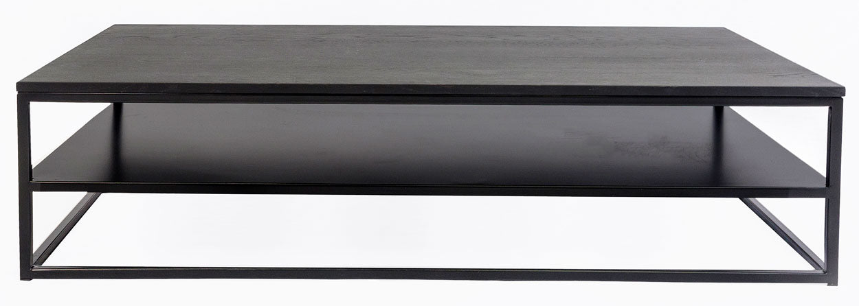 24Designs Salontafel Power - L140 X B70 X H38 - Zwart Eiken Tafelblad