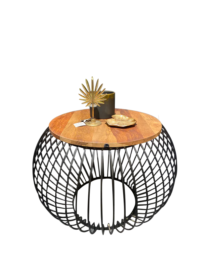 Furnilux - Salontafel Mangohout - Rond - Industrieel - 80 x 80 x 51 cm