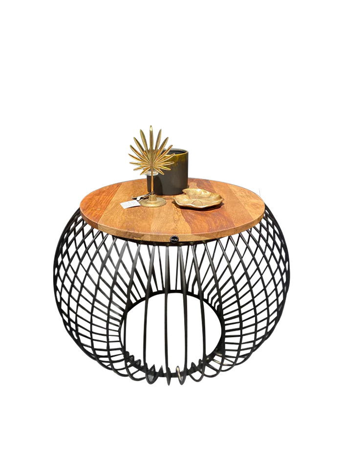 Furnilux - Salontafel Mangohout - Rond - Industrieel - 80 x 80 x 51 cm