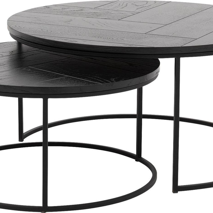 Goossens Salontafel Carte - Visgraat in Eiken gelakt zwart