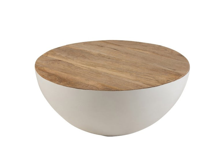 Duverger Coupe - Salontafel - halve bol - wit - metaal - mango hout