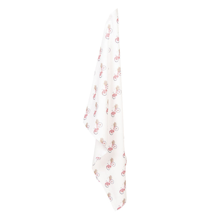 Clayre & Eef Theedoek  50x70 cm Rood Wit Katoen Fiets Keukenhanddoek