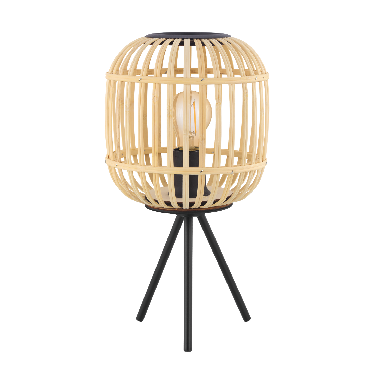 EGLO Bordesley Tafellamp - E27 - 40 cm - Zwart|Natuur