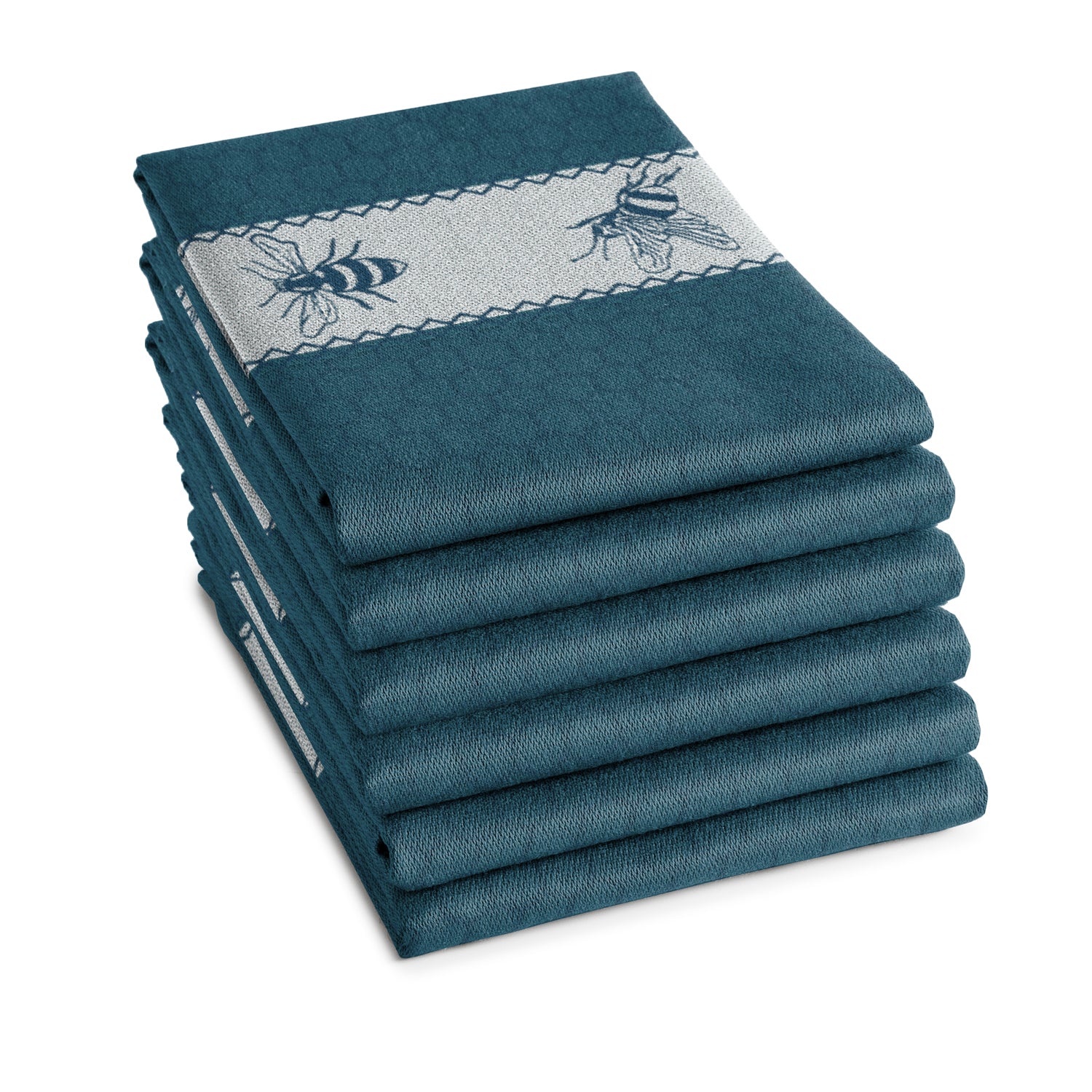 DDDDD theedoek Bees - 60x65cm - Petrol - 6 stuks