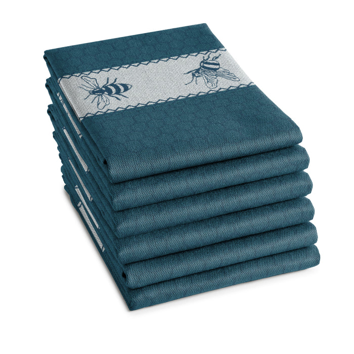 DDDDD theedoek Bees - 60x65cm - Petrol - 6 stuks