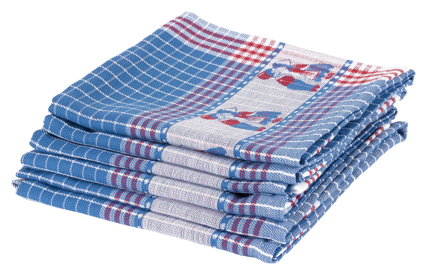 Twentse Damast Theedoekenset - 6 stuks - Kissing Couple Blauw