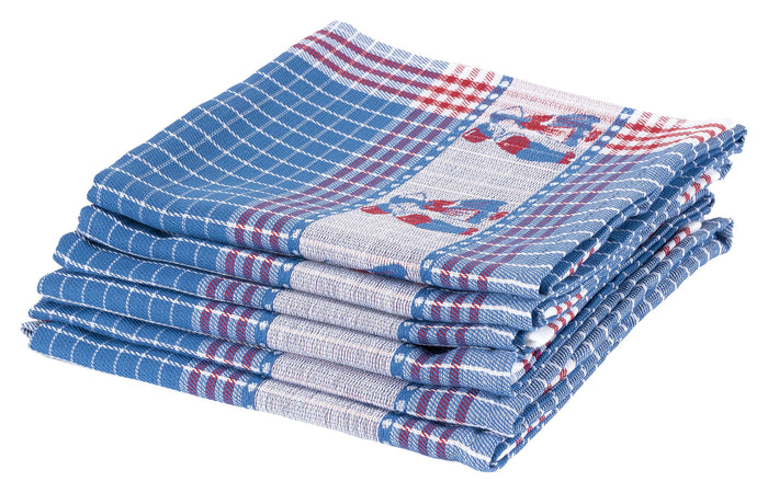 Twentse Damast Theedoekenset - 6 stuks - Kissing Couple Blauw