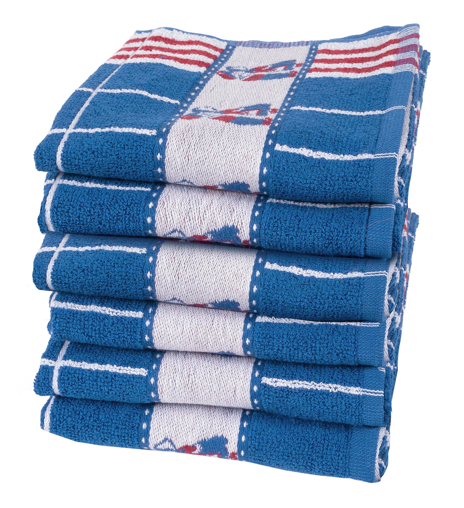 Twentse Damast Keukendoekenset - 6 stuks - Kissing Couple Blauw