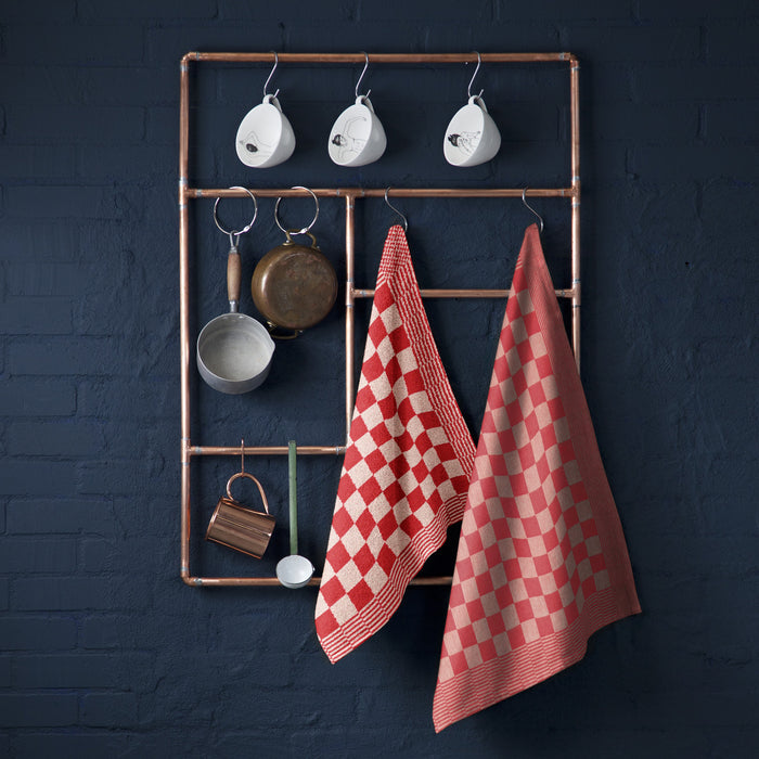 DDDDD keukendoek Barbecue - 50x55cm - Rood geruit - 6 stuks