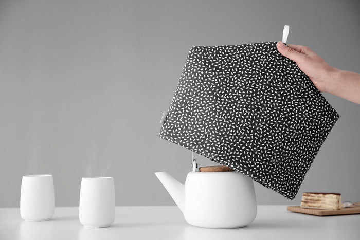 Cosy Theemuts Canvas Zwart|Wit