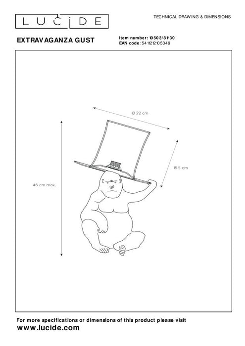 Lucide EXTRAVAGANZA GUST Tafellamp - Zwart