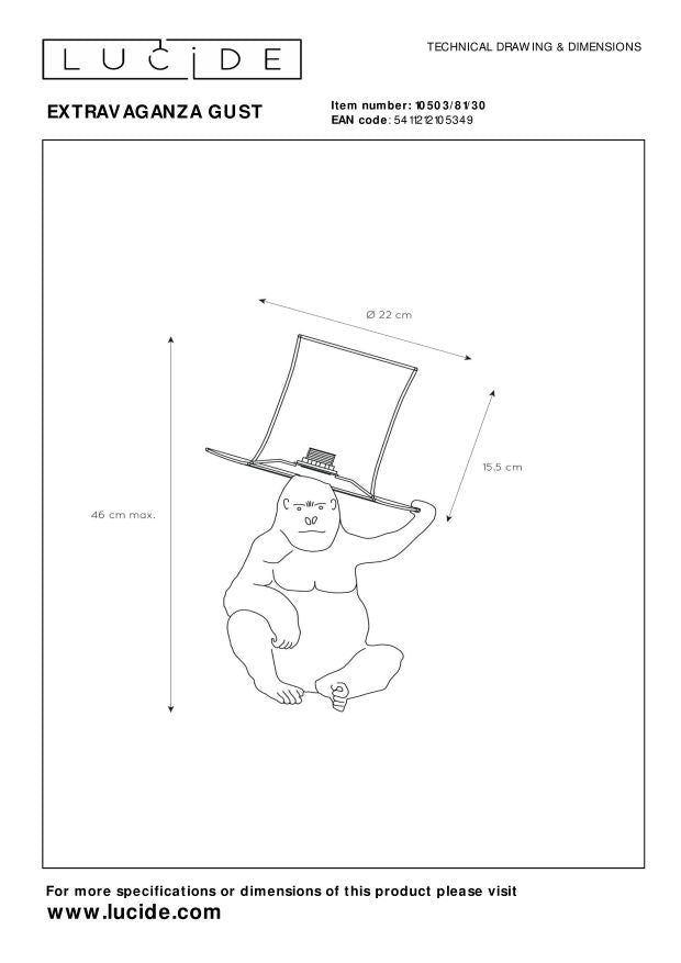 Lucide EXTRAVAGANZA GUST Tafellamp - Zwart