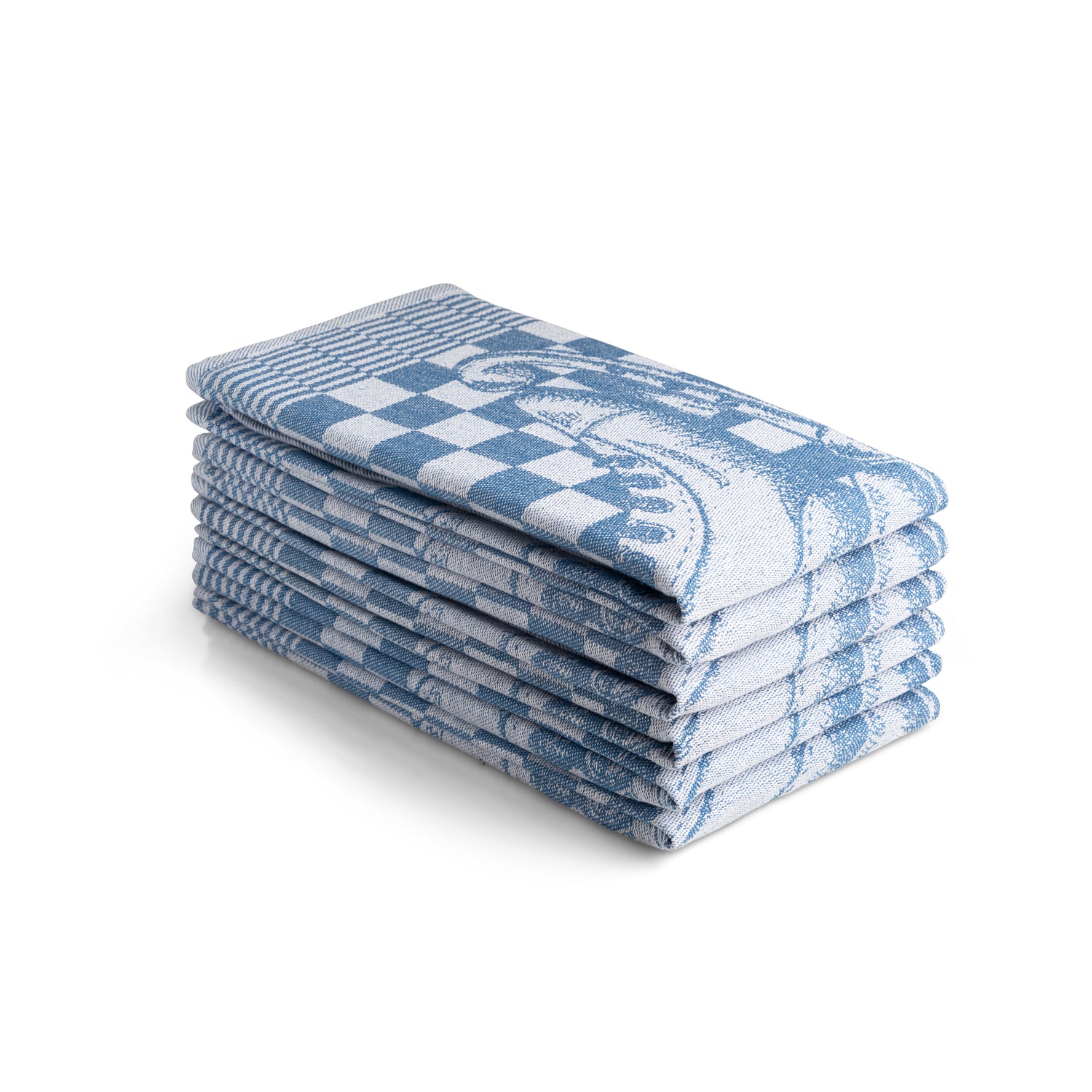 Luxe theedoeken 6 stuks 60x65cm - schaatsen blauw