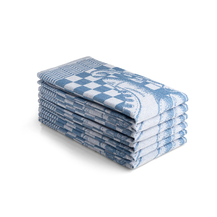 Luxe theedoeken 6 stuks 60x65cm - schaatsen blauw