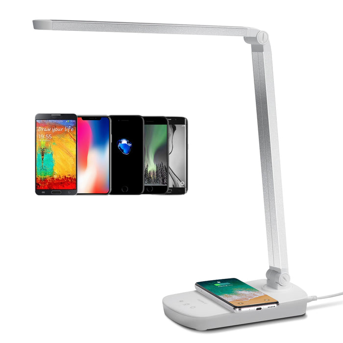 Aigostar Mona LED bureaulamp - Qi draadloos opladen - Tafellamp - Wit