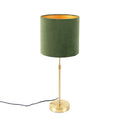 QAZQA Tafellamp goud|messing met velours kap groen 25 cm - Parte