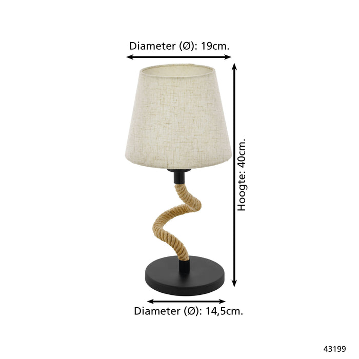EGLO Rampside Tafellamp - E27 - 40 cm - Zwart|Crème