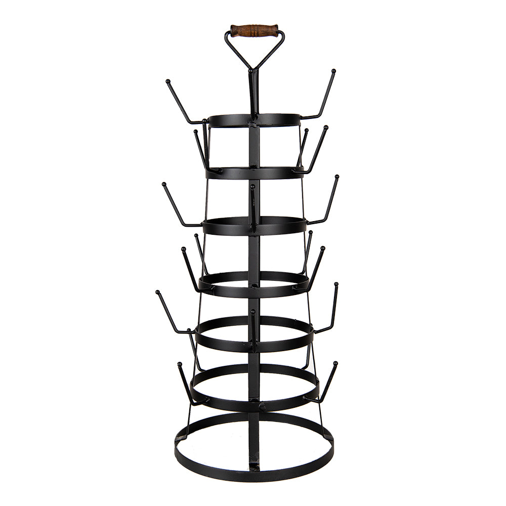 Clayre & Eef Mokkenrek 30x30x64 cm Zwart Ijzer Mokkenboom Mokkenhouder