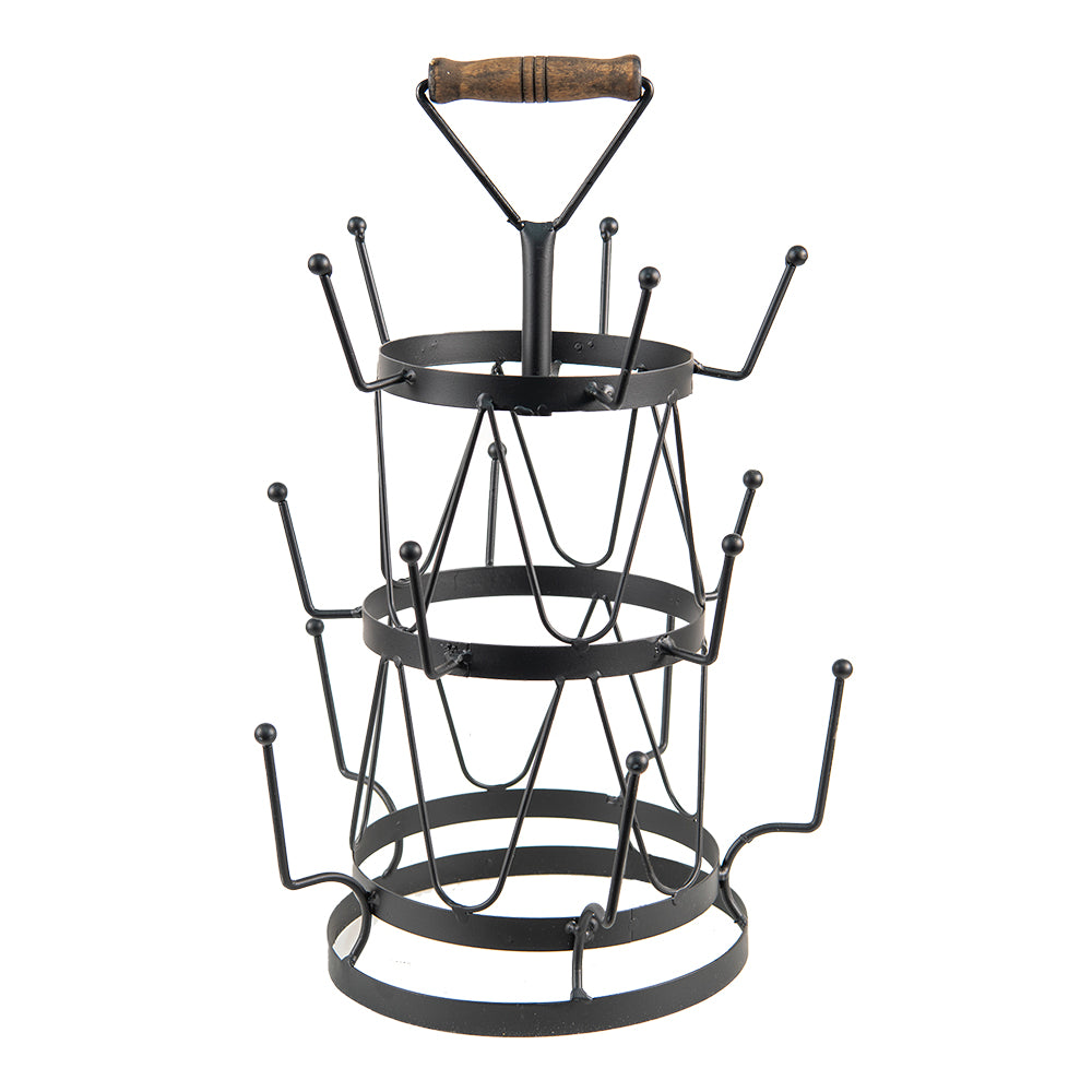 Clayre & Eef Mokkenrek 27*27*41 cm Zwart Ijzer Mokkenboom Mokkenhouder