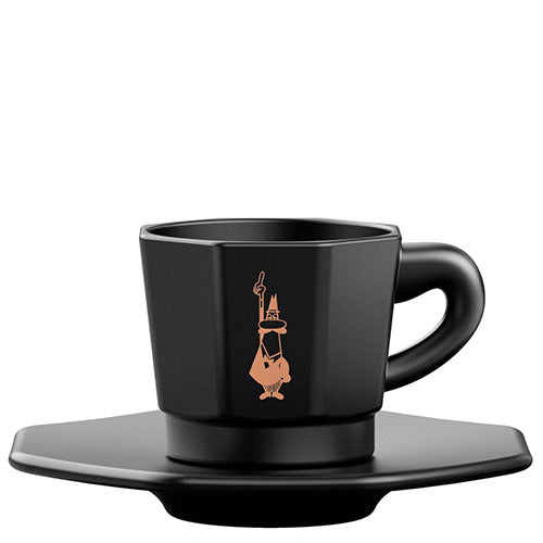 Bialetti Espresso Kop en Schotel Mat Zwart set 4 stuks