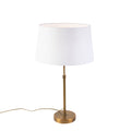 QAZQA Bronze tafellamp met linnen kap wit 35cm - Parte