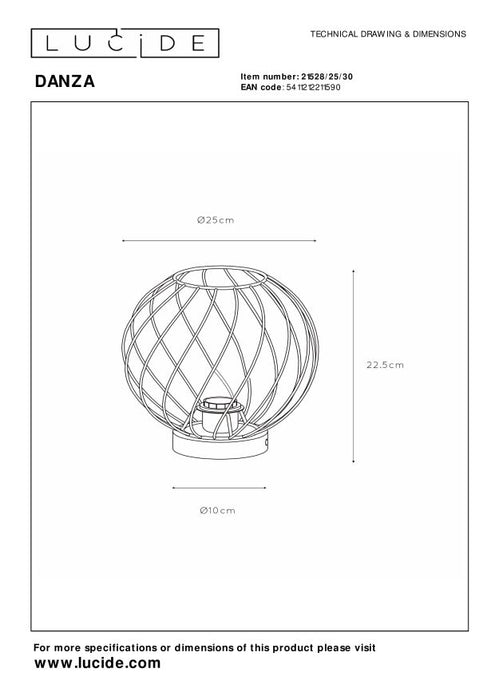 Lucide DANZA Tafellamp - Zwart