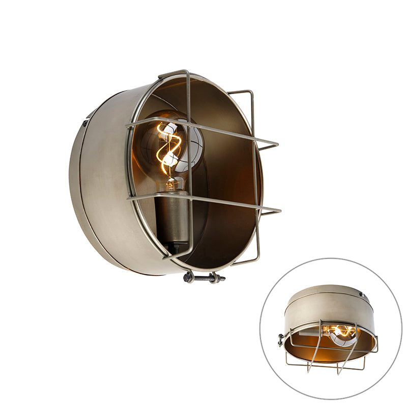 QAZQA Wandlamp barril - Grijs - Industrieel - D 25cm