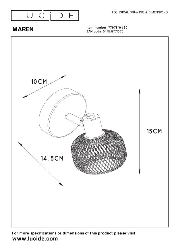 Lucide MAREN Plafondspot - Zwart