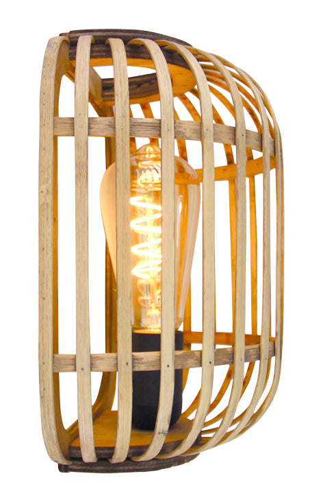 Freelight Wandlamp Treccia Zwart & Rotan incl. Snoerstel